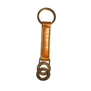 Bvlgari Leather Keychain with Gold Tone Rings